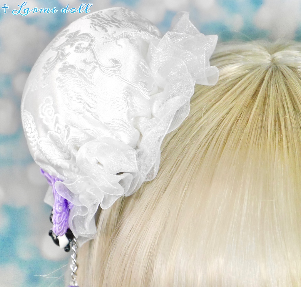 【受注生産】《☥》パンダチャイナお団子カバー(チャイナ生地タイプ)(レース白)本体カバーカラー▷白