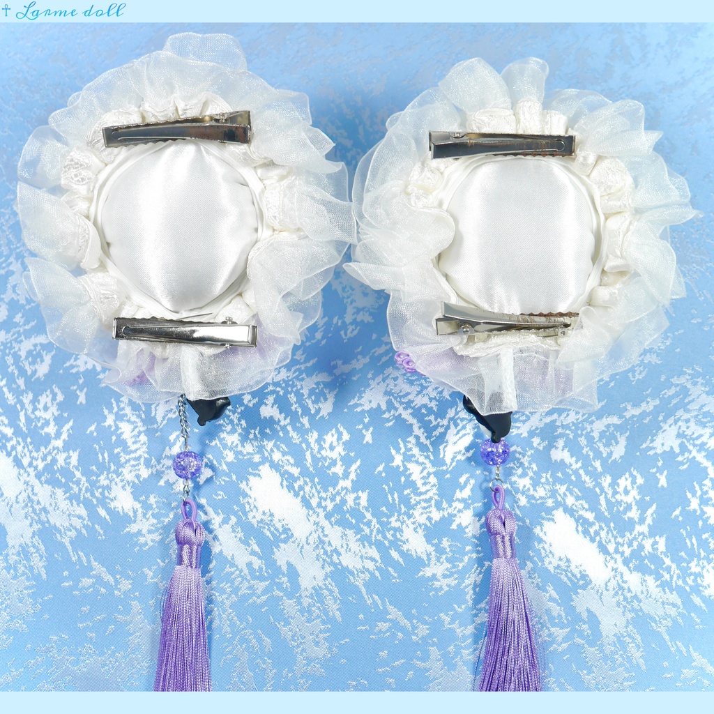 【受注生産】《☥》パンダチャイナお団子カバー(チャイナ生地タイプ)(レース白)本体カバーカラー▷白