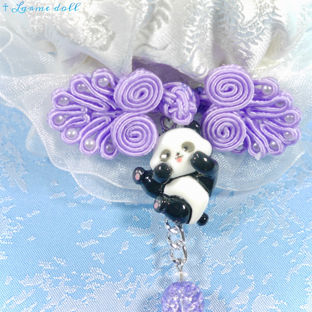 【受注生産】《☥》パンダチャイナお団子カバー(チャイナ生地タイプ)(レース白)本体カバーカラー▷白