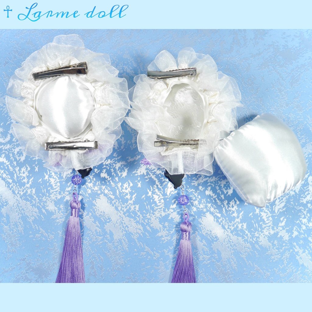 【受注生産】《☥》パンダチャイナお団子カバー(チャイナ生地タイプ)(レース白)本体カバーカラー▷白