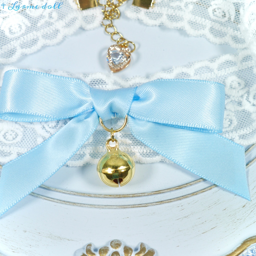 【受注生産】《☥》リボンチョーカー(レース白)(タイプA)(接合パーツ等ゴールド)