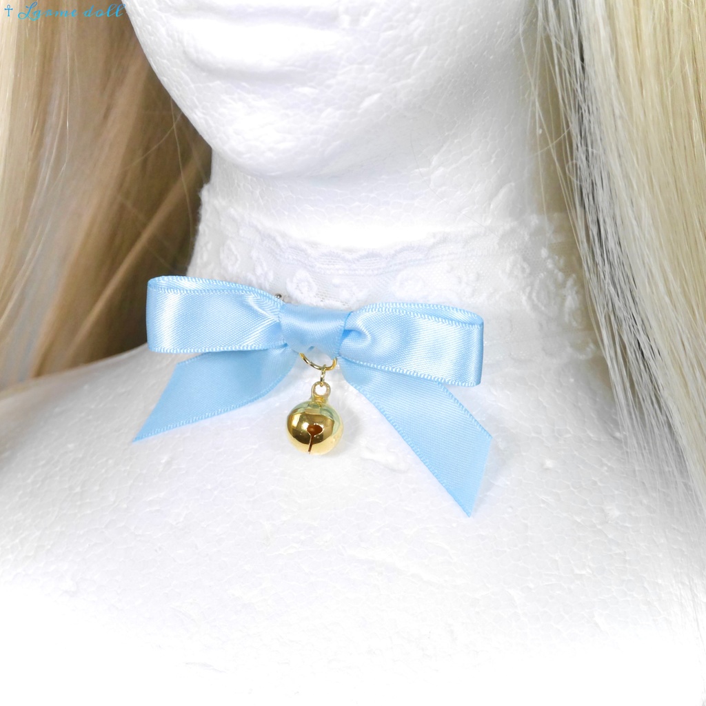 【受注生産】《☥》リボンチョーカー(レース白)(タイプA)(接合パーツ等ゴールド)