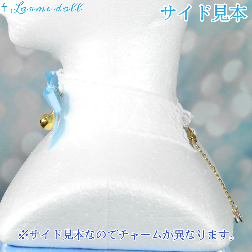 【受注生産】《☥》リボンチョーカー(レース白)(タイプC)(接合パーツ等ゴールド)