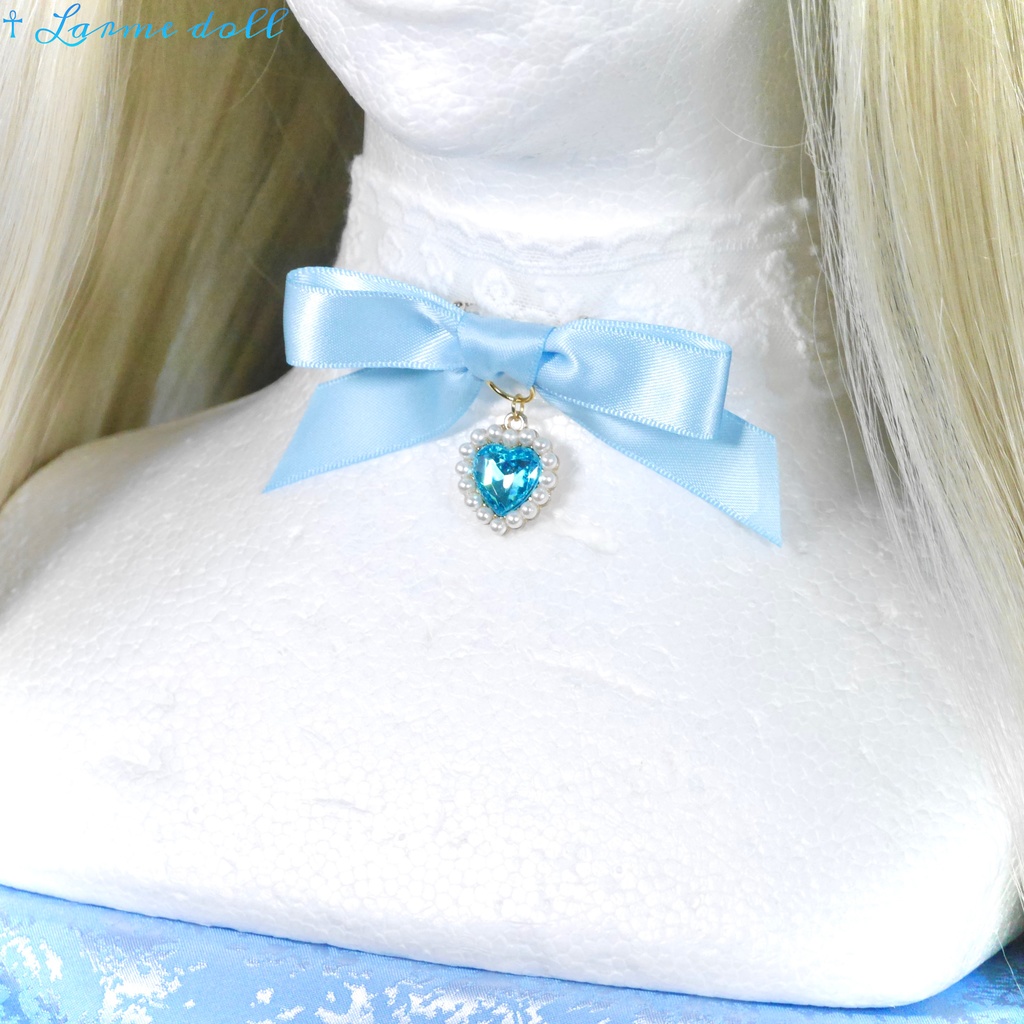 【受注生産】《☥》リボンチョーカー(レース白)(タイプD)(接合パーツ等ゴールド)