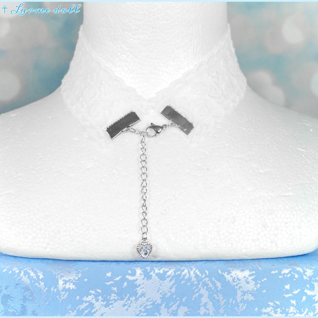 【受注生産】《☥》リボンチョーカー(レース白)(タイプB)(接合パーツ等シルバー)