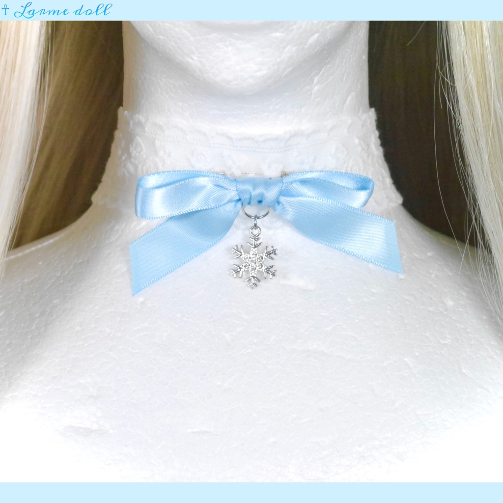 【受注生産】《☥》リボンチョーカー(レース白)(タイプB)(接合パーツ等シルバー)