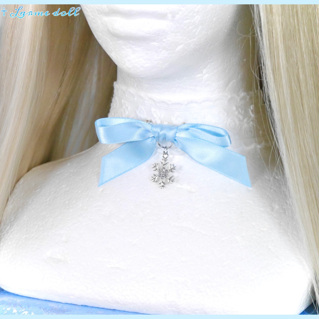 【受注生産】《☥》リボンチョーカー(レース白)(タイプB)(接合パーツ等シルバー)