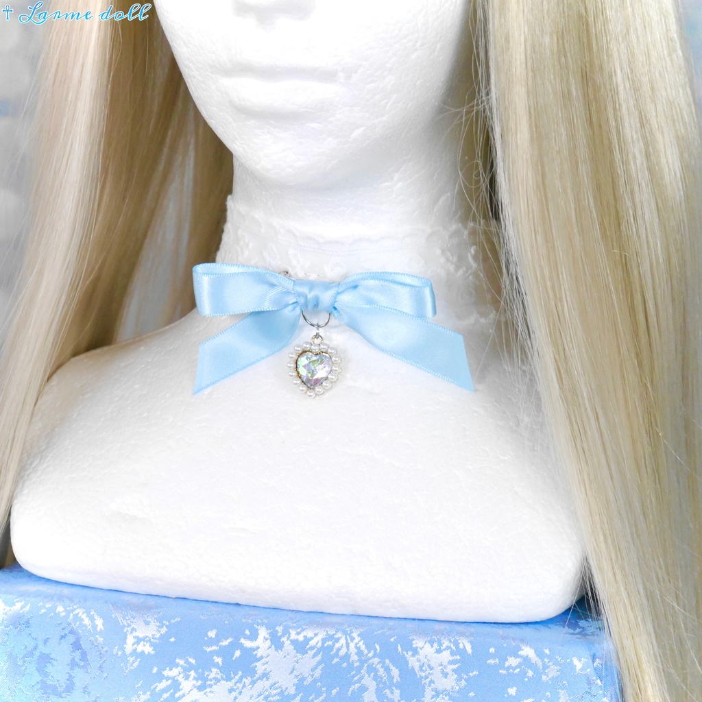 【受注生産】《☥》リボンチョーカー(レース白)(タイプD)(接合パーツ等シルバー)