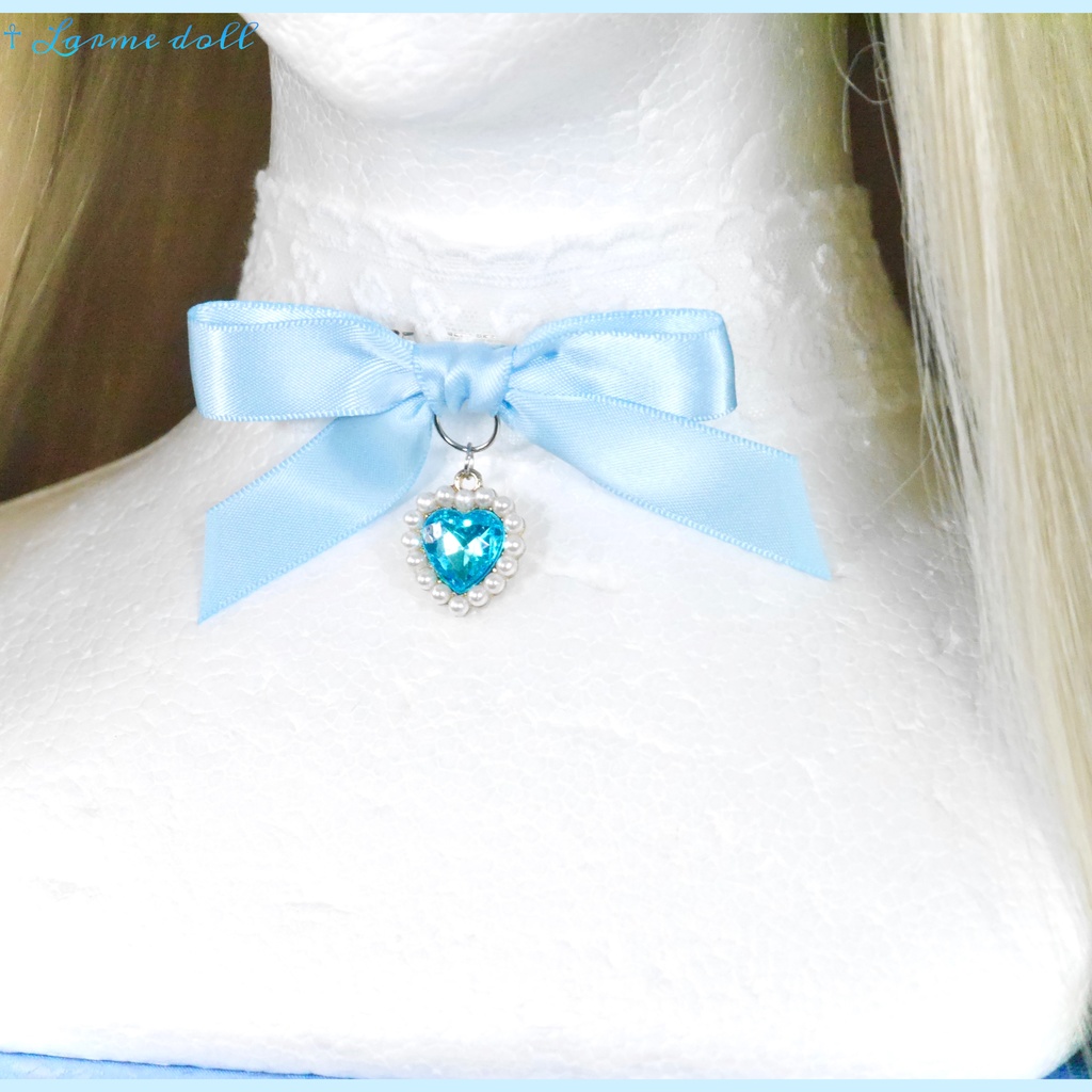 【受注生産】《☥》リボンチョーカー(レース白)(タイプD)(接合パーツ等シルバー)