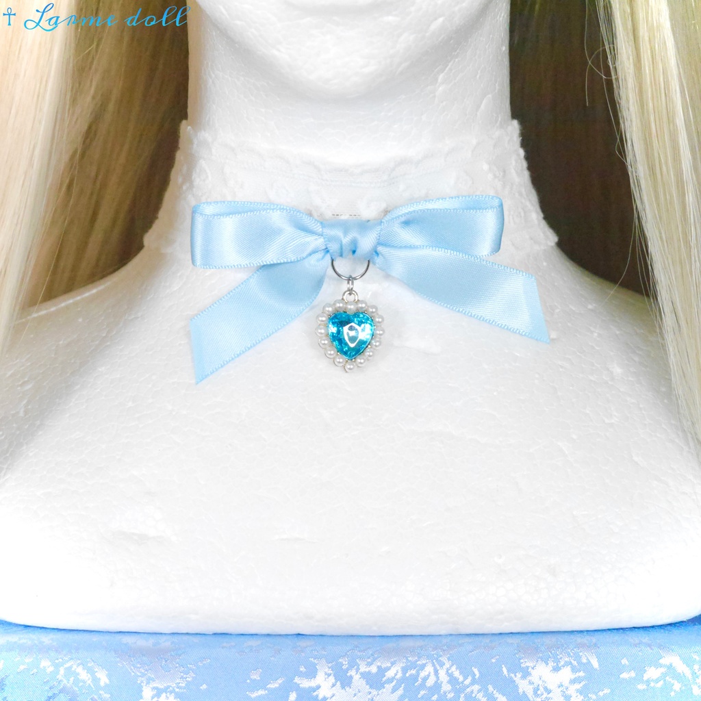 【受注生産】《☥》リボンチョーカー(レース白)(タイプD)(接合パーツ等シルバー)