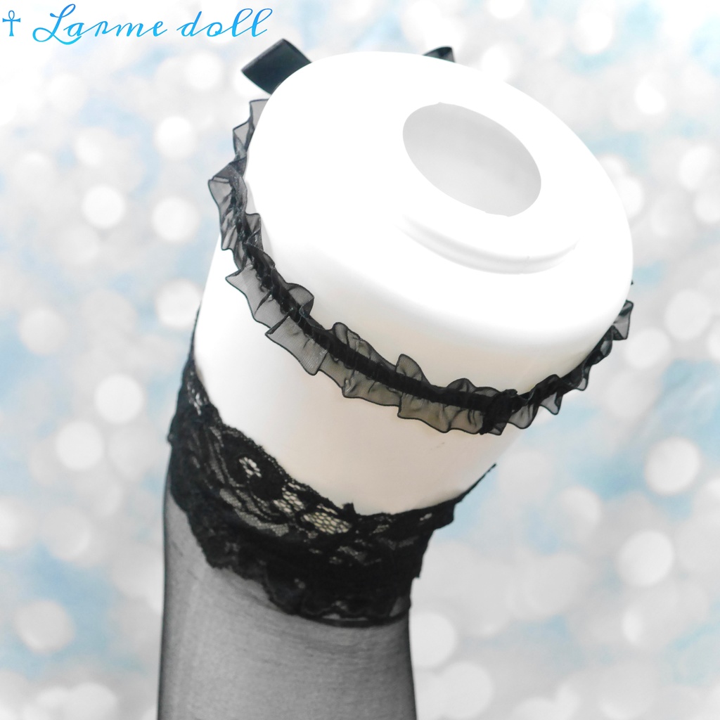 【完成品】【一点物】【⚠️クリップ錆び、傷有り】《☥》オーガンジーレースリボンガーターリング(リボンノーマル)(クリップ有り)