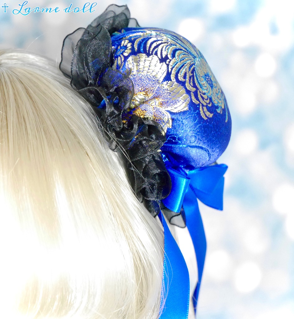 【完成品】【一点物】【⚠️ヘアクリップ錆び等有り】《☥》チャイナお団子カバー カラー▷青×黒