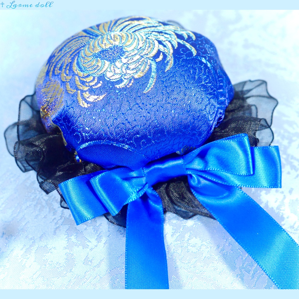 【完成品】【一点物】【⚠️ヘアクリップ錆び等有り】《☥》チャイナお団子カバー カラー▷青×黒