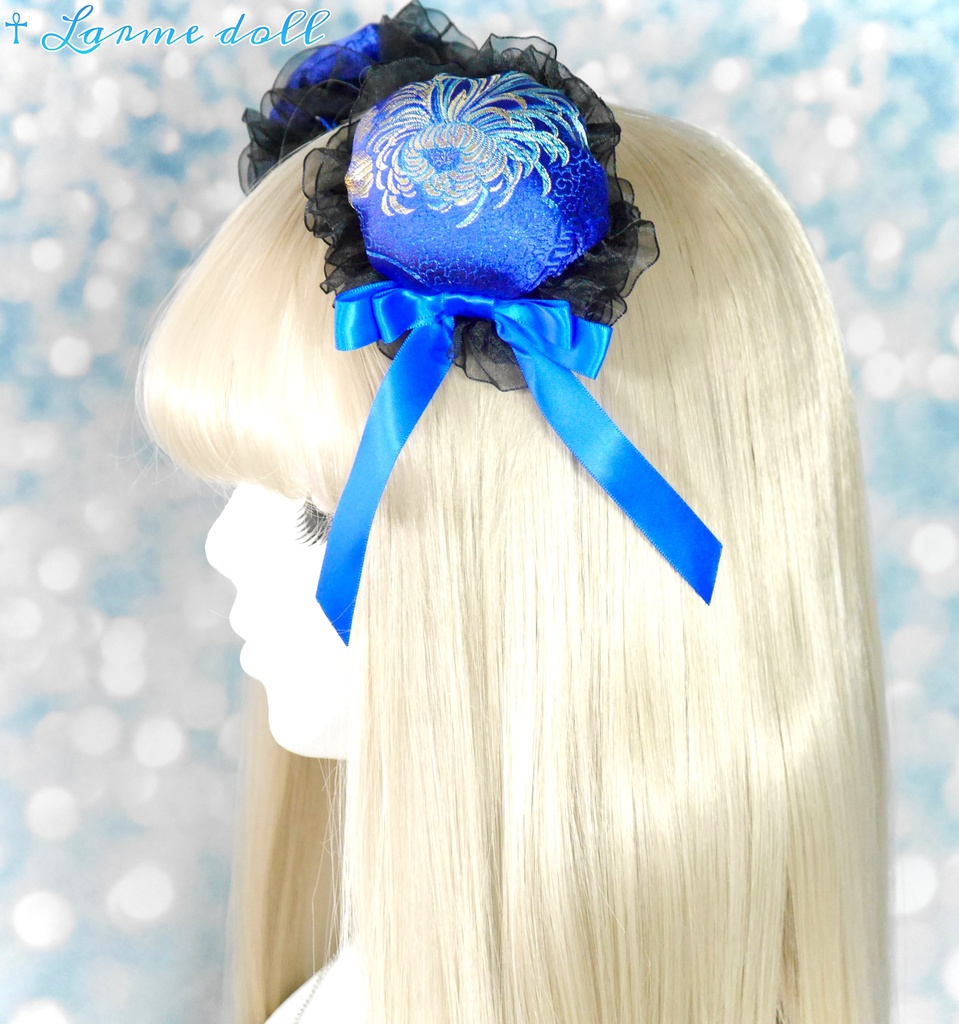 【完成品】【一点物】【⚠️ヘアクリップ錆び等有り】《☥》チャイナお団子カバー カラー▷青×黒