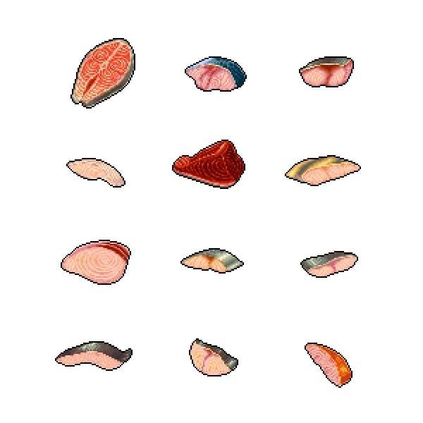 Sliced fish set