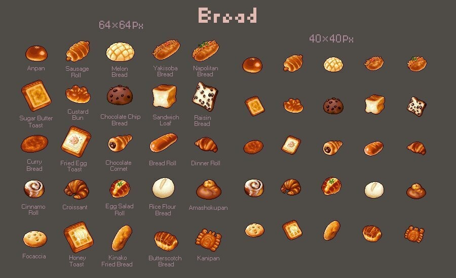 BREAD 64×64px and 40×40px set