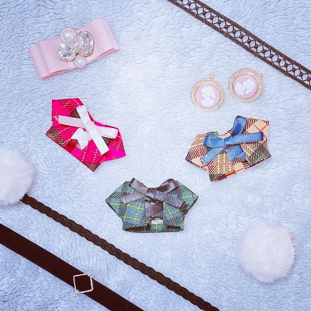 バックレースアップトップス(チェック柄ver.)