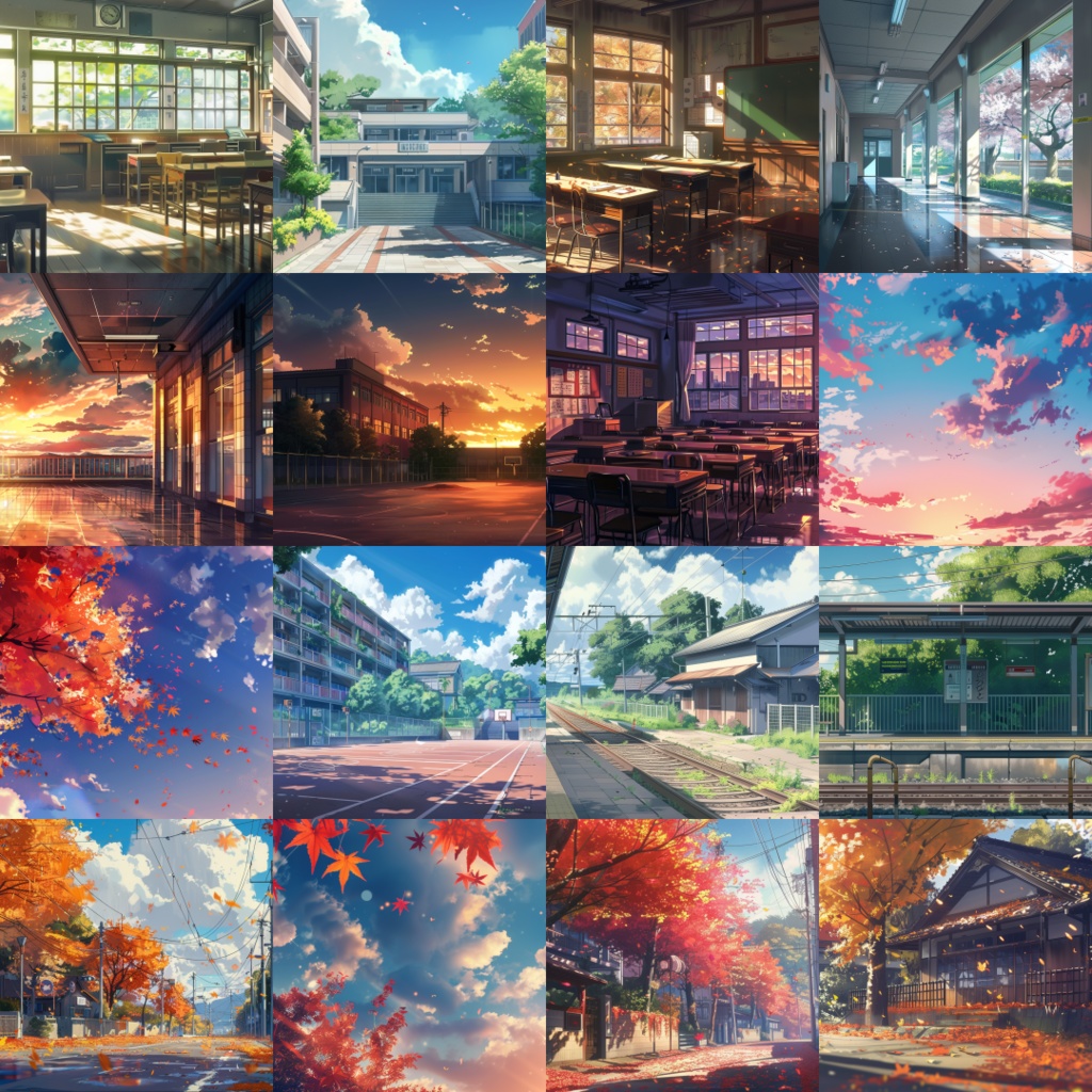 【背景36枚 2912x1632】学校.校舎.教室.春.夏.秋.冬.空.雨など。詰め合わせセット!