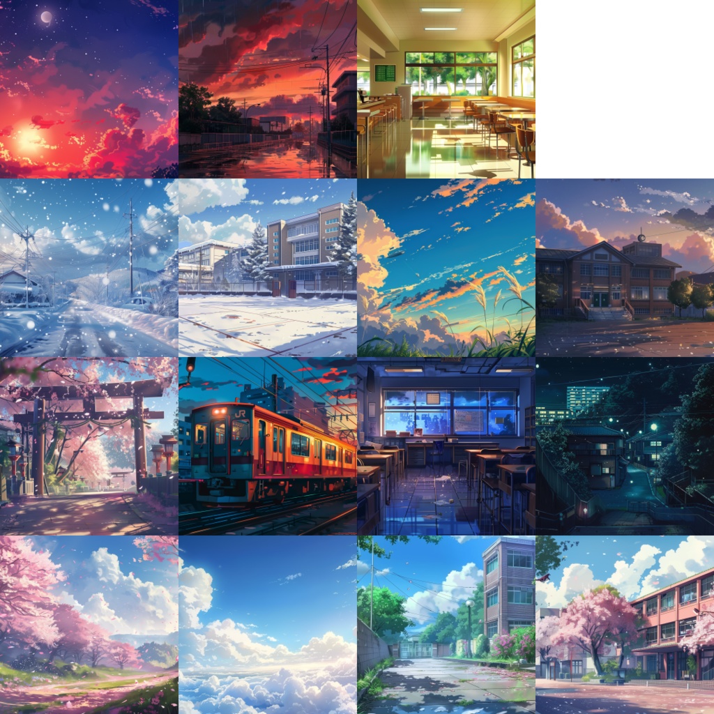 【背景36枚 2912x1632】学校.校舎.教室.春.夏.秋.冬.空.雨など。詰め合わせセット!