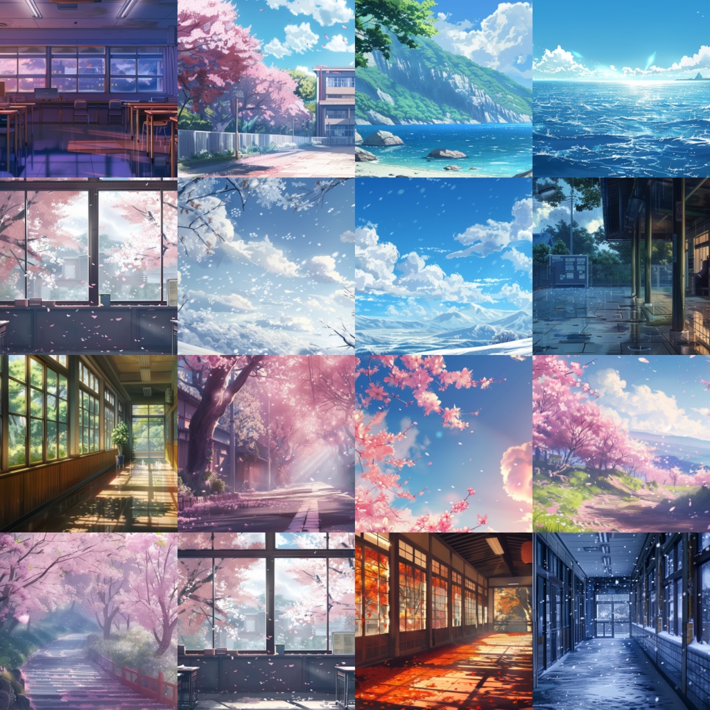 【背景36枚 2912x1632】学校.校舎.教室.春.夏.秋.冬.空.雨など。詰め合わせセット!