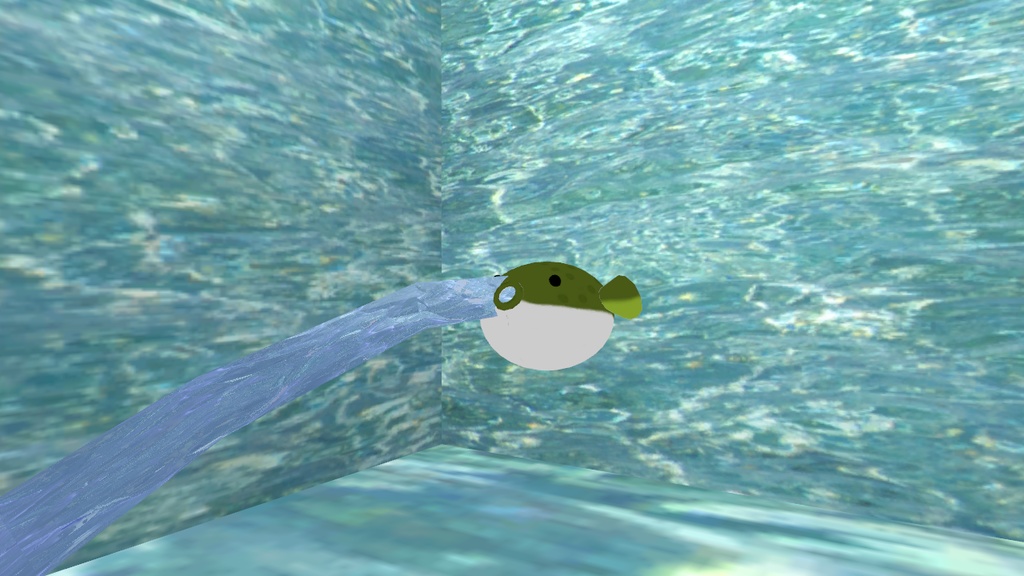 【VRChat想定】水を吐くフグ