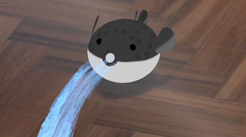 【VRChat想定】水を吐くフグ