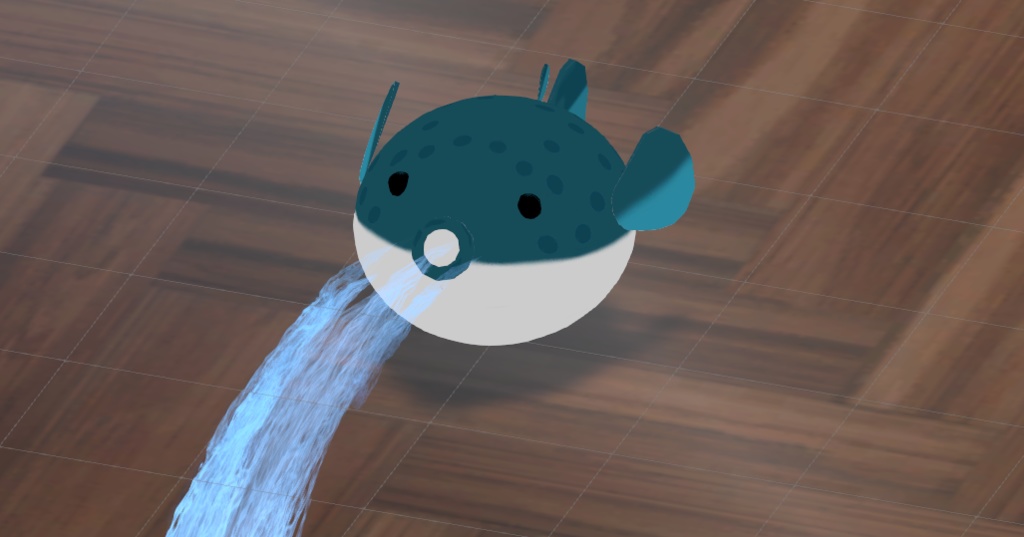【VRChat想定】水を吐くフグ