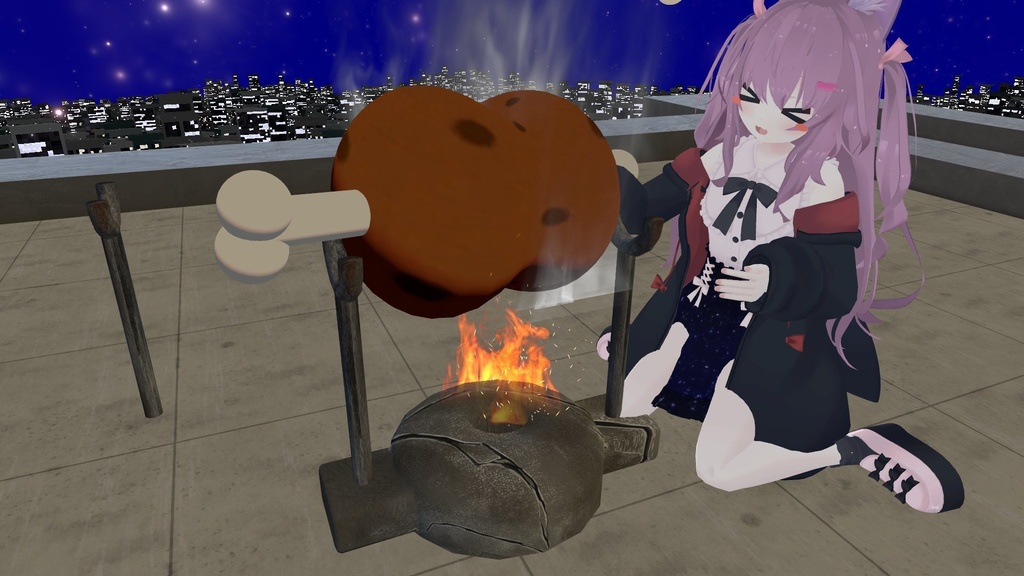 【VRChat想定】マンガ肉・肉焼き機
