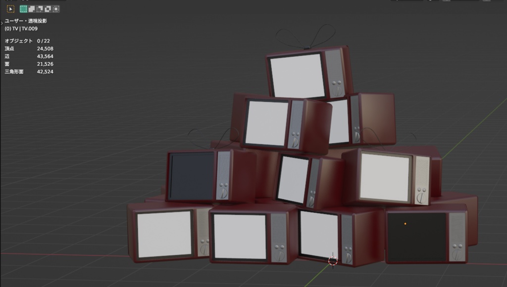 【VRChat想定】レトロなテレビが積みあがってるやつ