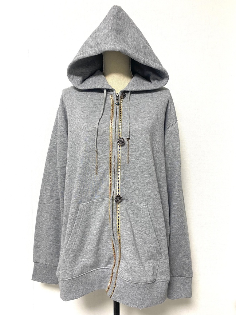 リボンパーカー〈グレー〉