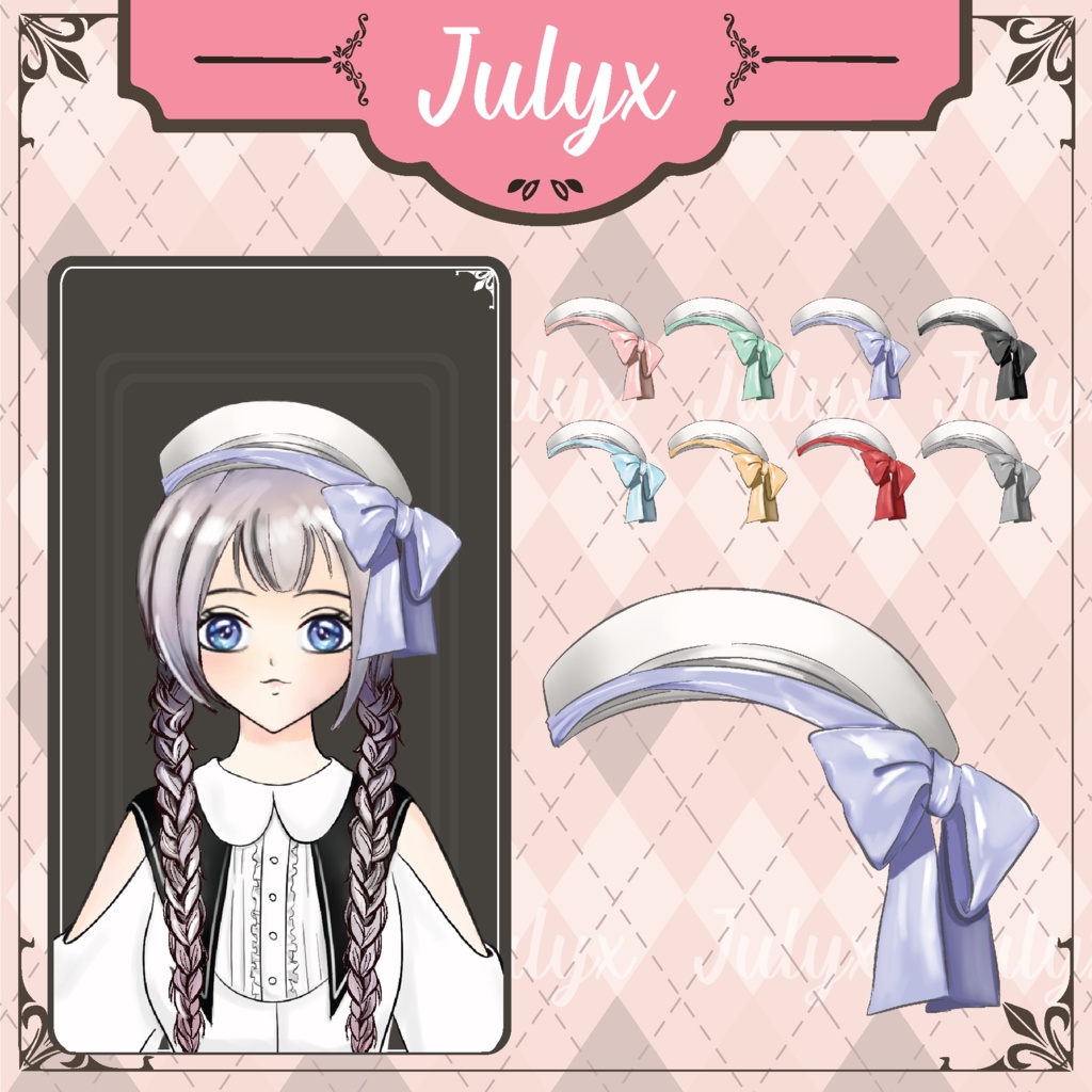 Vtuberモデル用ボウハット 8色(Vtuberアセット)