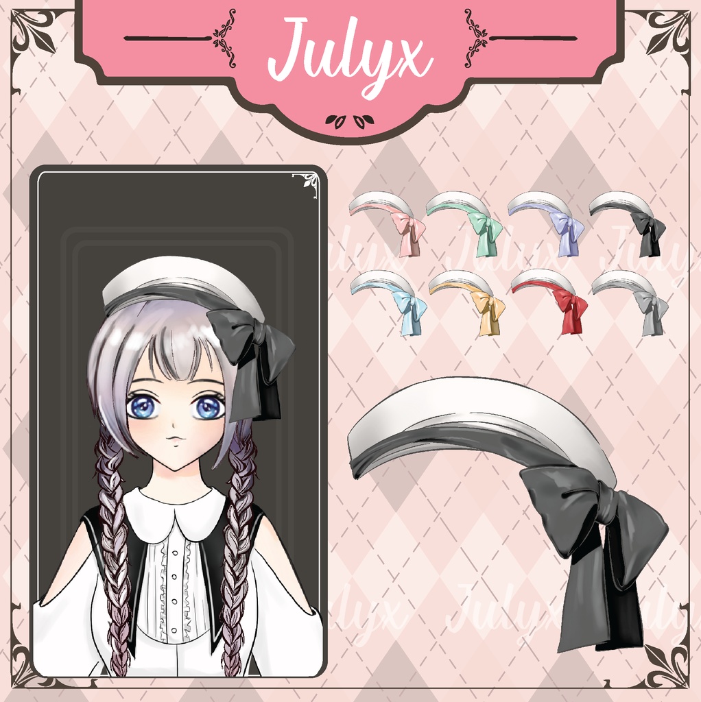 Vtuberモデル用ボウハット 8色(Vtuberアセット)