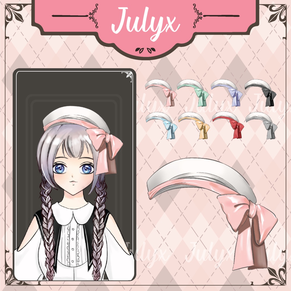 Vtuberモデル用ボウハット 8色(Vtuberアセット)