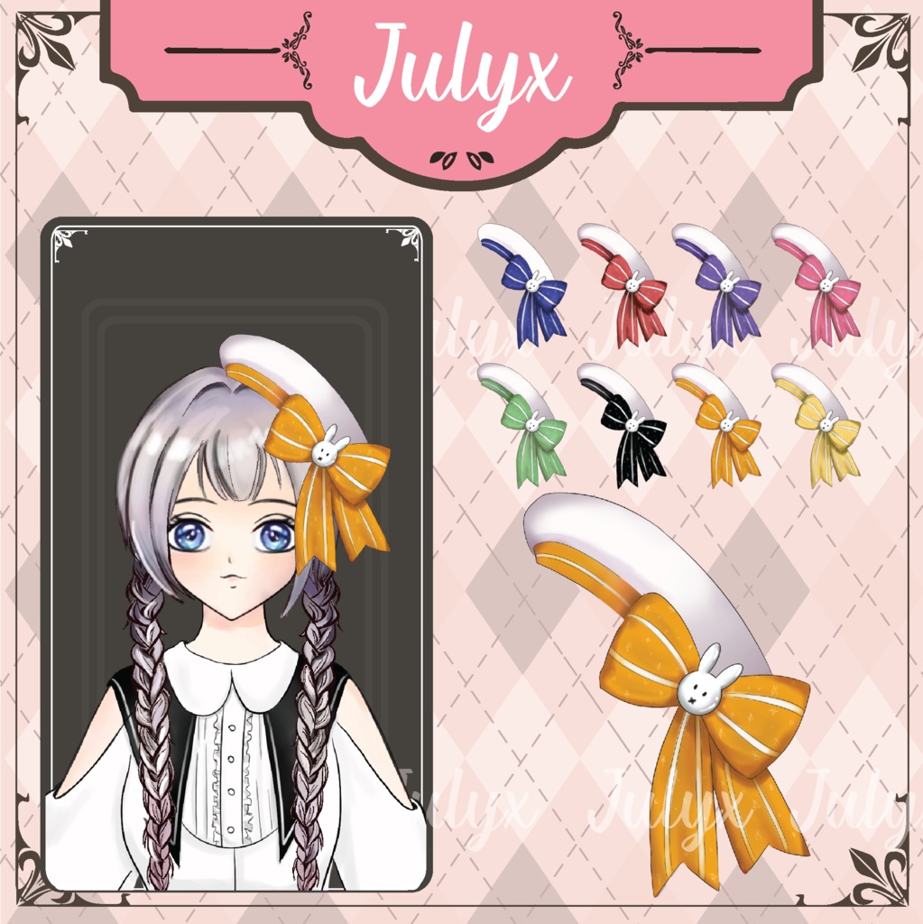 Vtuberモデル用ボウハット 8色(Vtuberアセット)