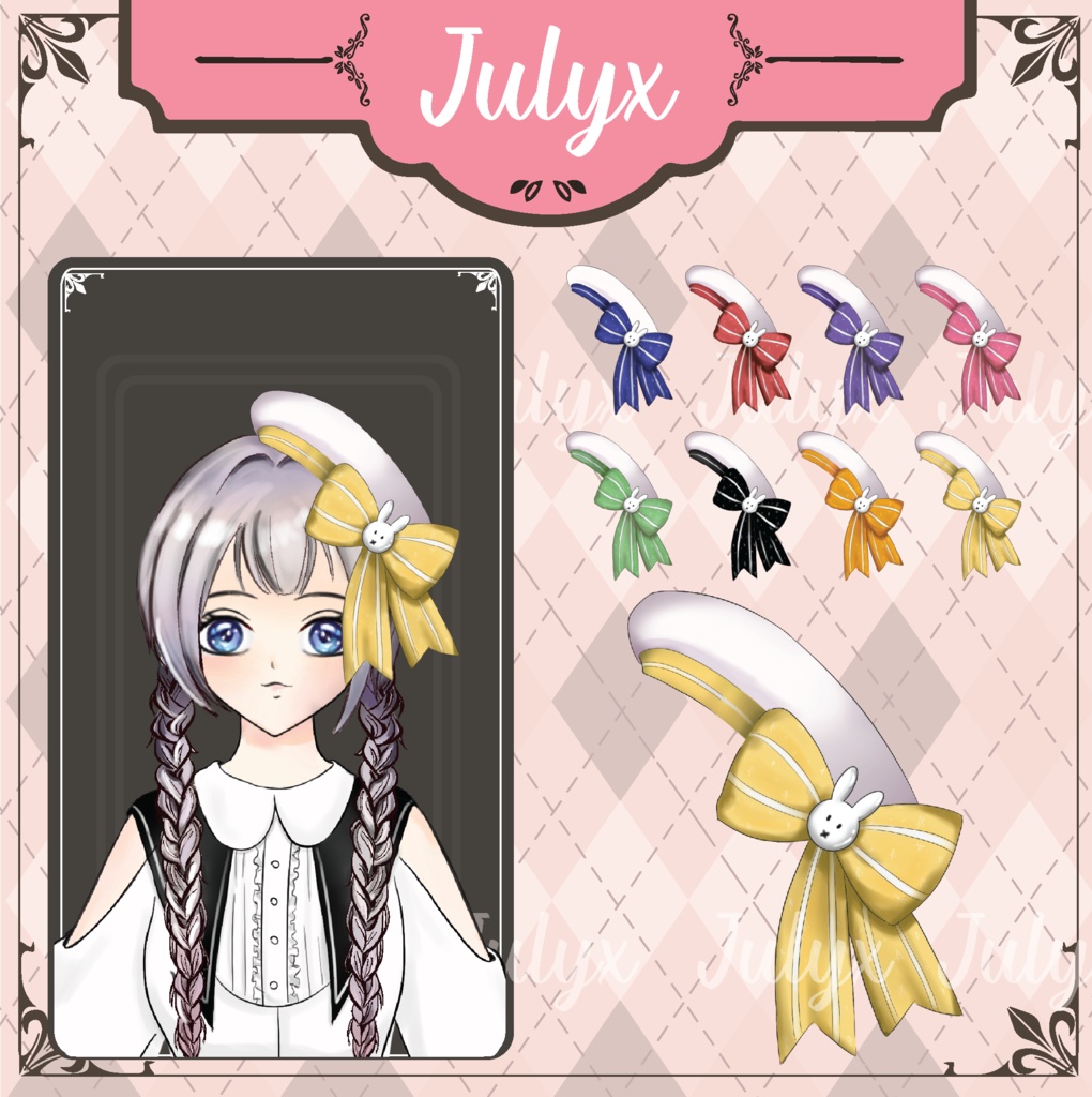 Vtuberモデル用ボウハット 8色(Vtuberアセット)