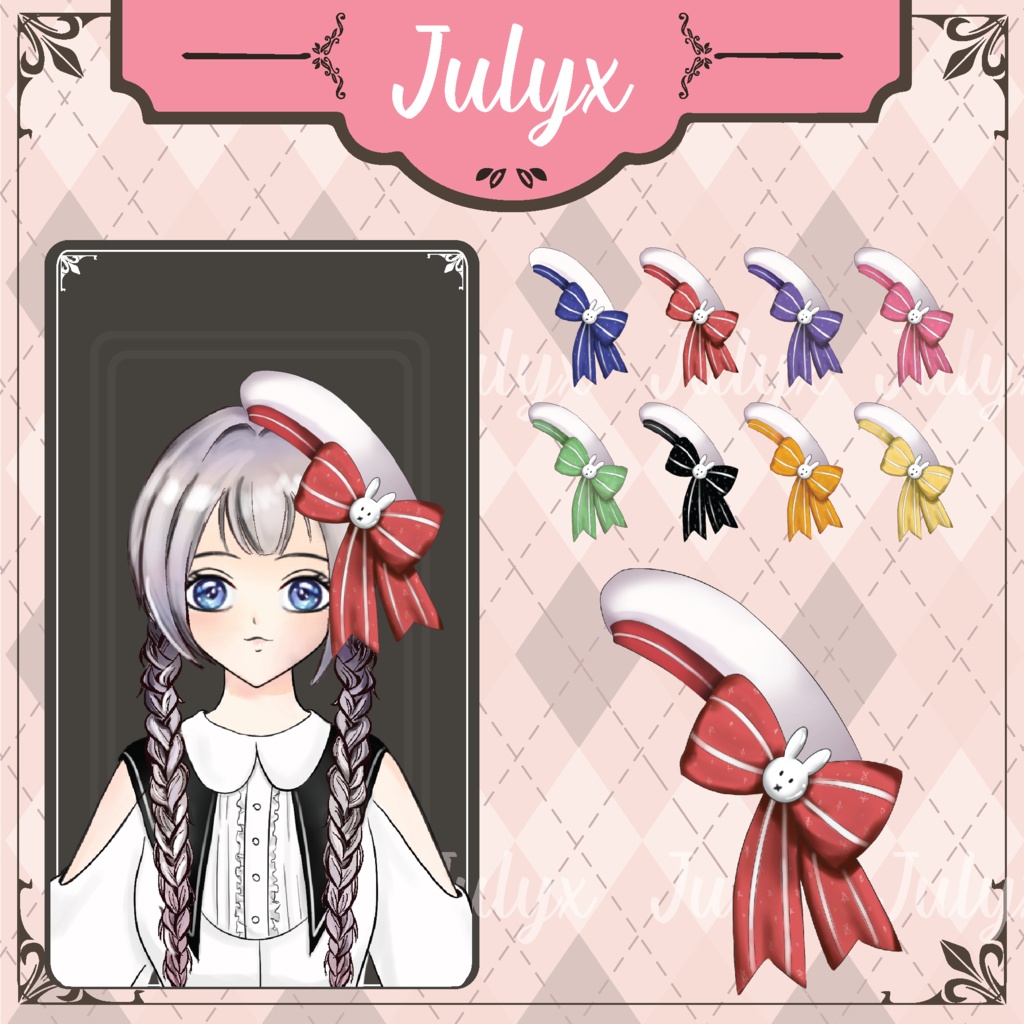 Vtuberモデル用ボウハット 8色(Vtuberアセット)