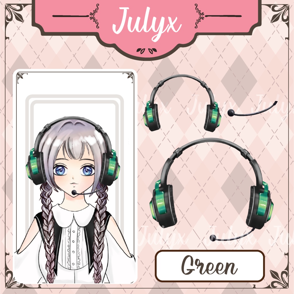 Vtuber向けクールヘッドフォンモデル - 7カラー