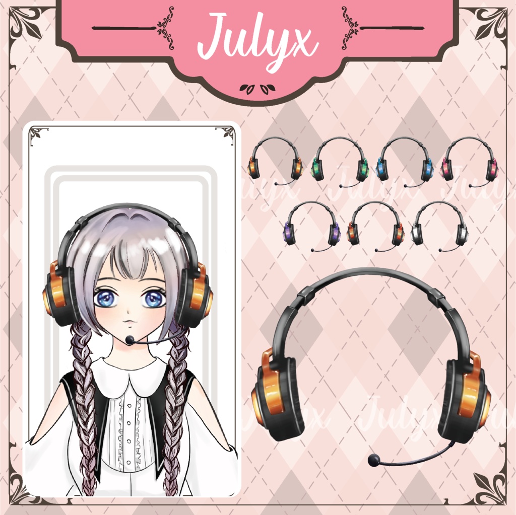Vtuber向けクールヘッドフォンモデル - 7カラー