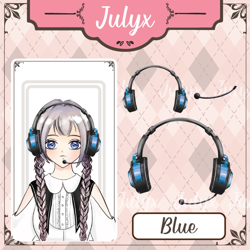 Vtuber向けクールヘッドフォンモデル - 7カラー