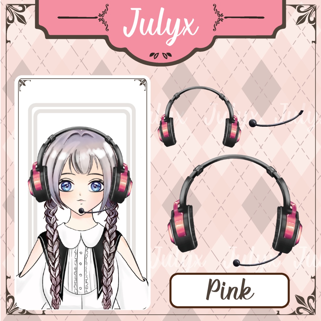 Vtuber向けクールヘッドフォンモデル - 7カラー