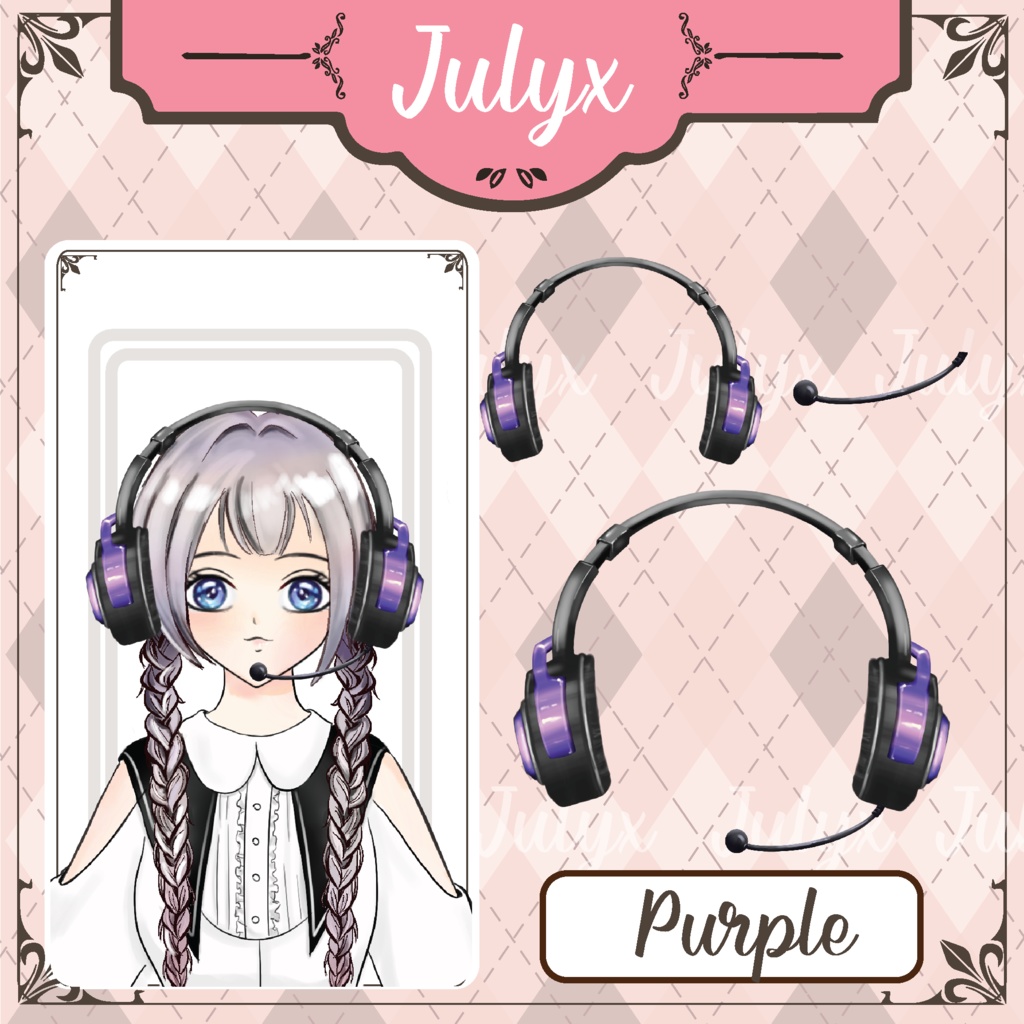 Vtuber向けクールヘッドフォンモデル - 7カラー