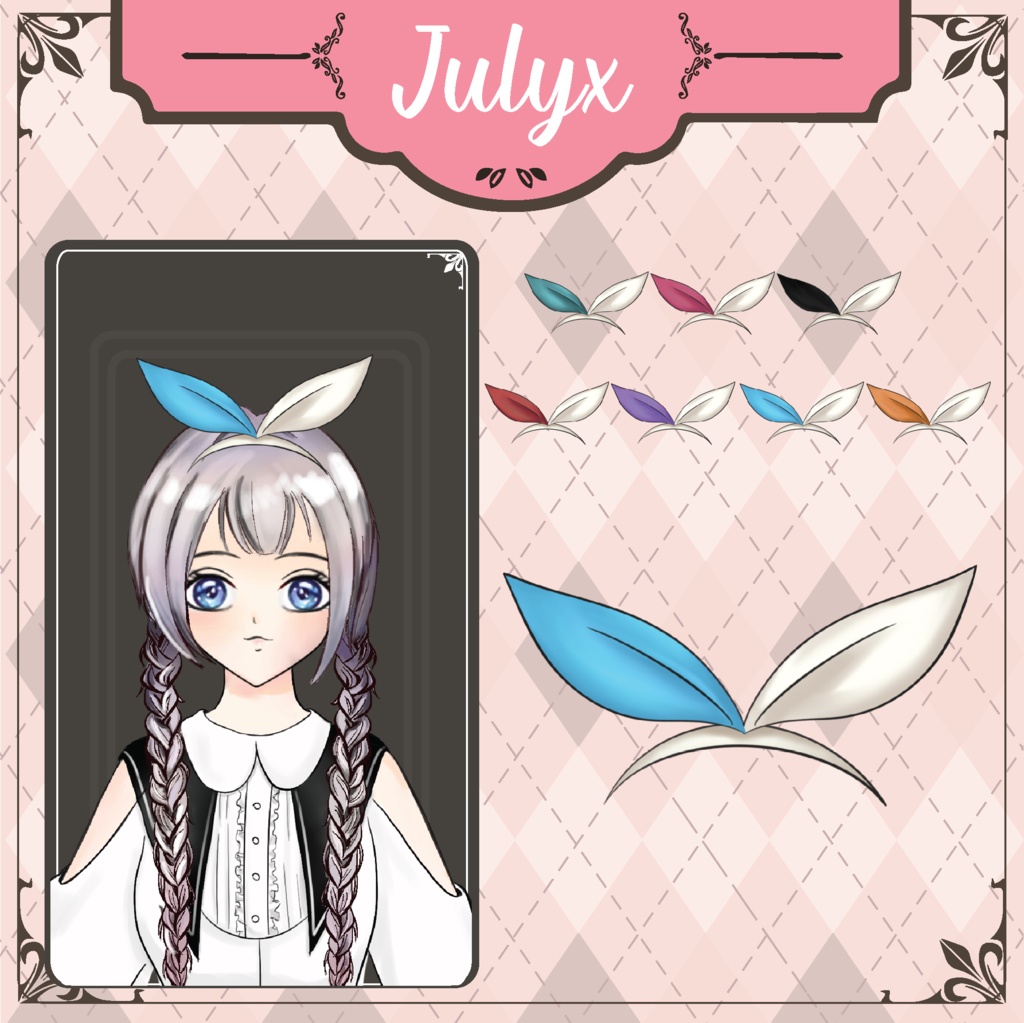 (無料) Vtuberモデル用うさ耳ヘアピン