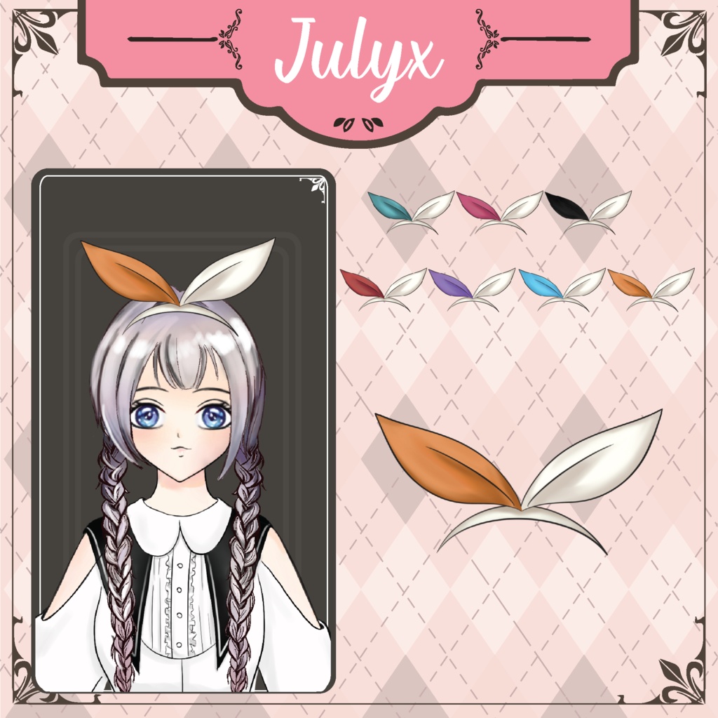 (無料) Vtuberモデル用うさ耳ヘアピン