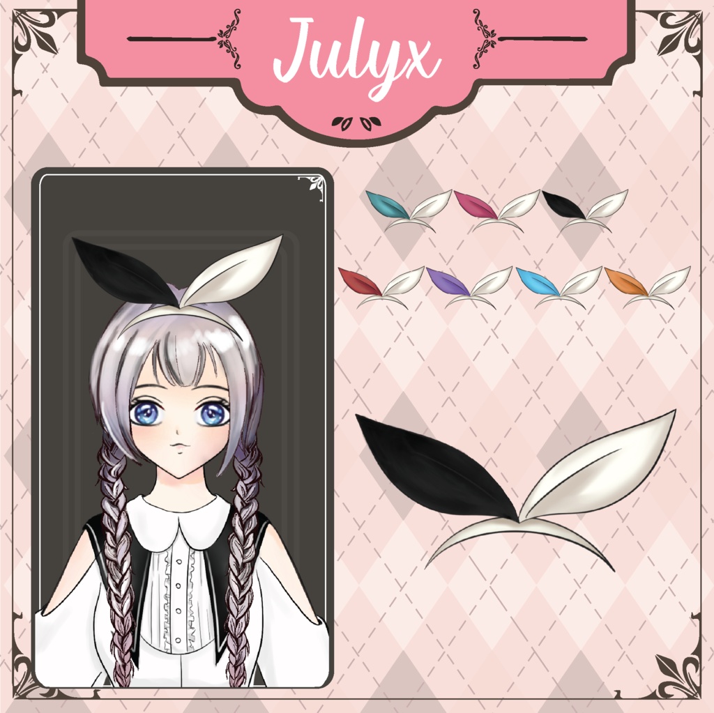 (無料) Vtuberモデル用うさ耳ヘアピン