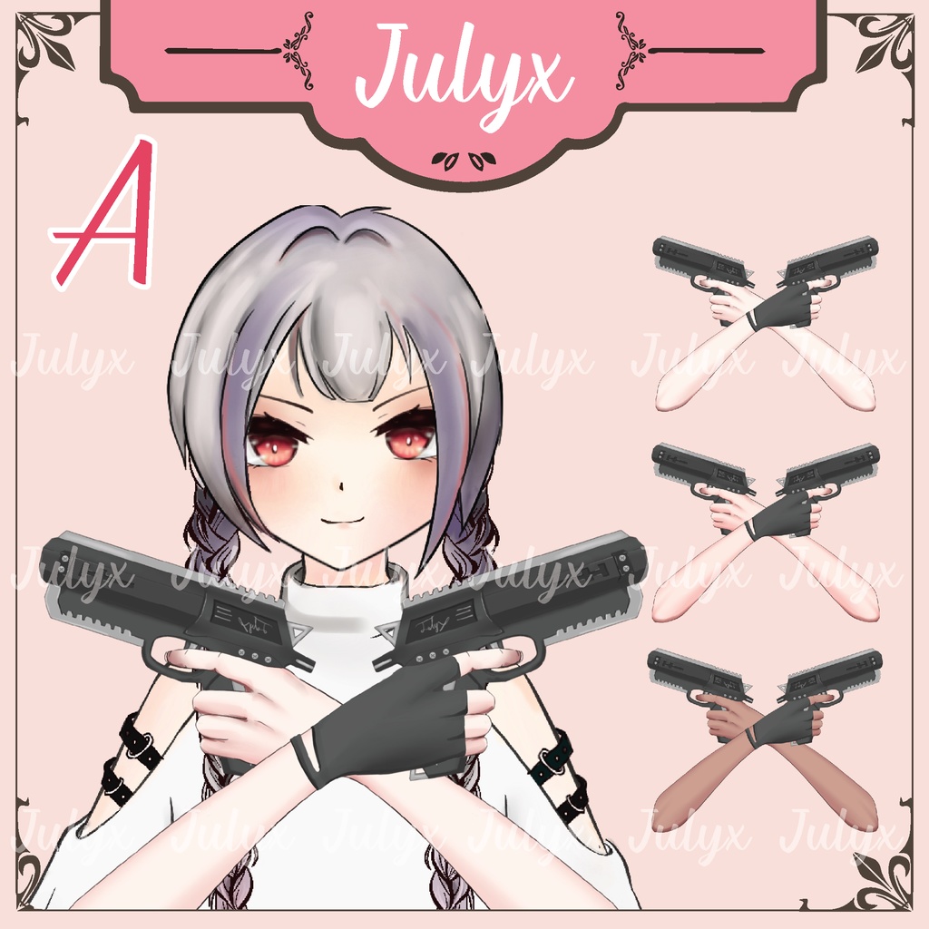 FPS Apex Vtuberモデル用グローブ、ハンド、ウイングマンハンドガン、メガネ(Vtuberアイテム)