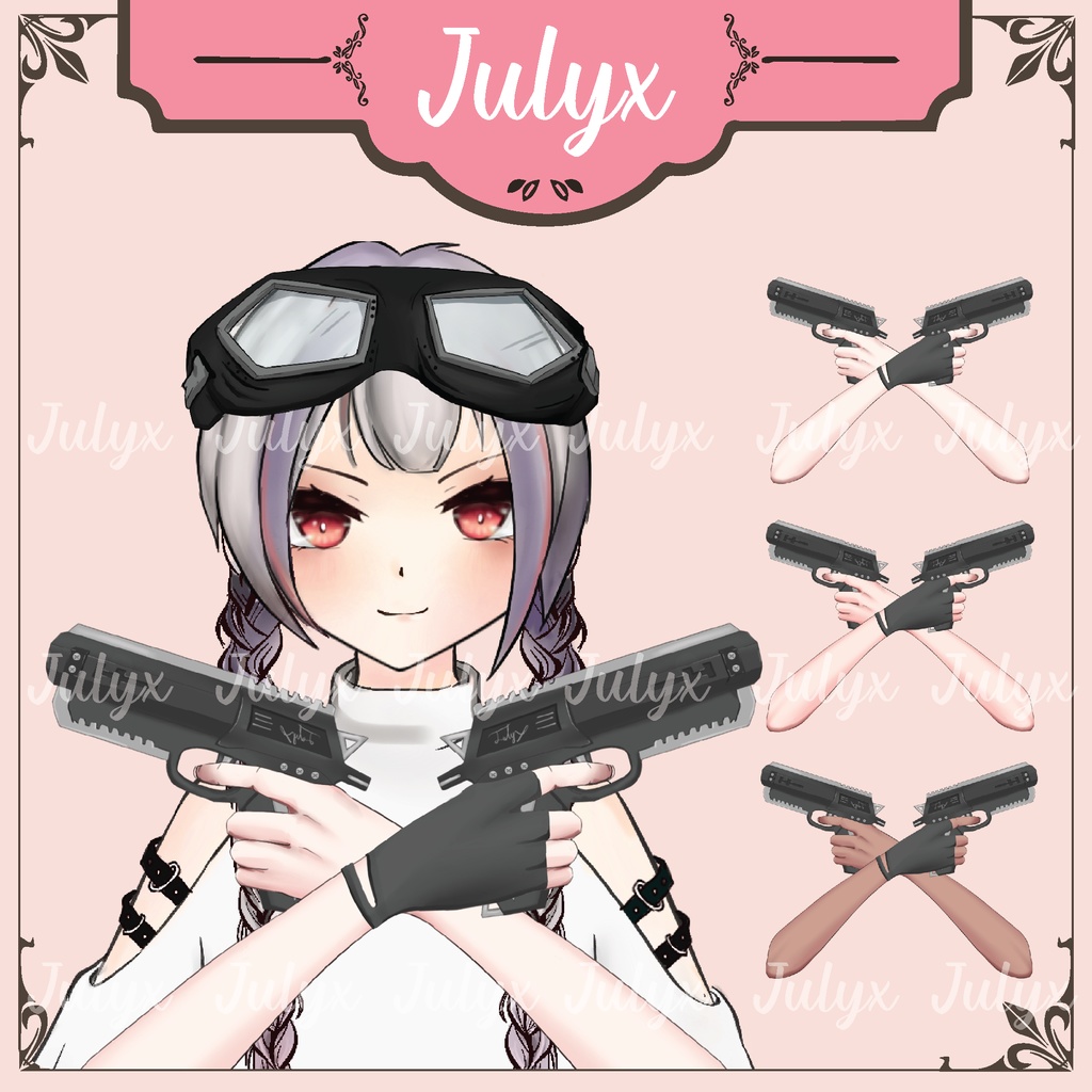 FPS Apex Vtuberモデル用グローブ、ハンド、ウイングマンハンドガン、メガネ(Vtuberアイテム)