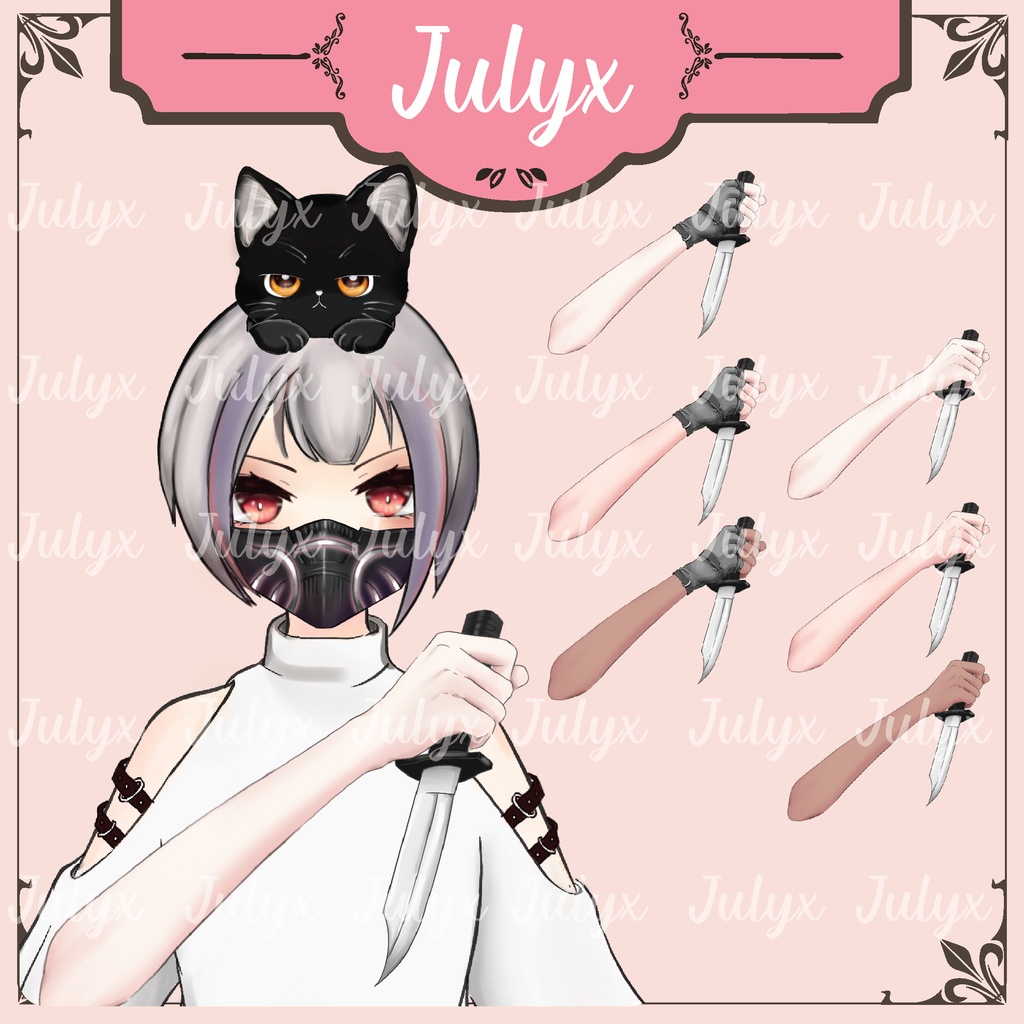 VtuberモデルFPS Apex用のグローブ、ハンド、ナイフ(Vtuberアセット)