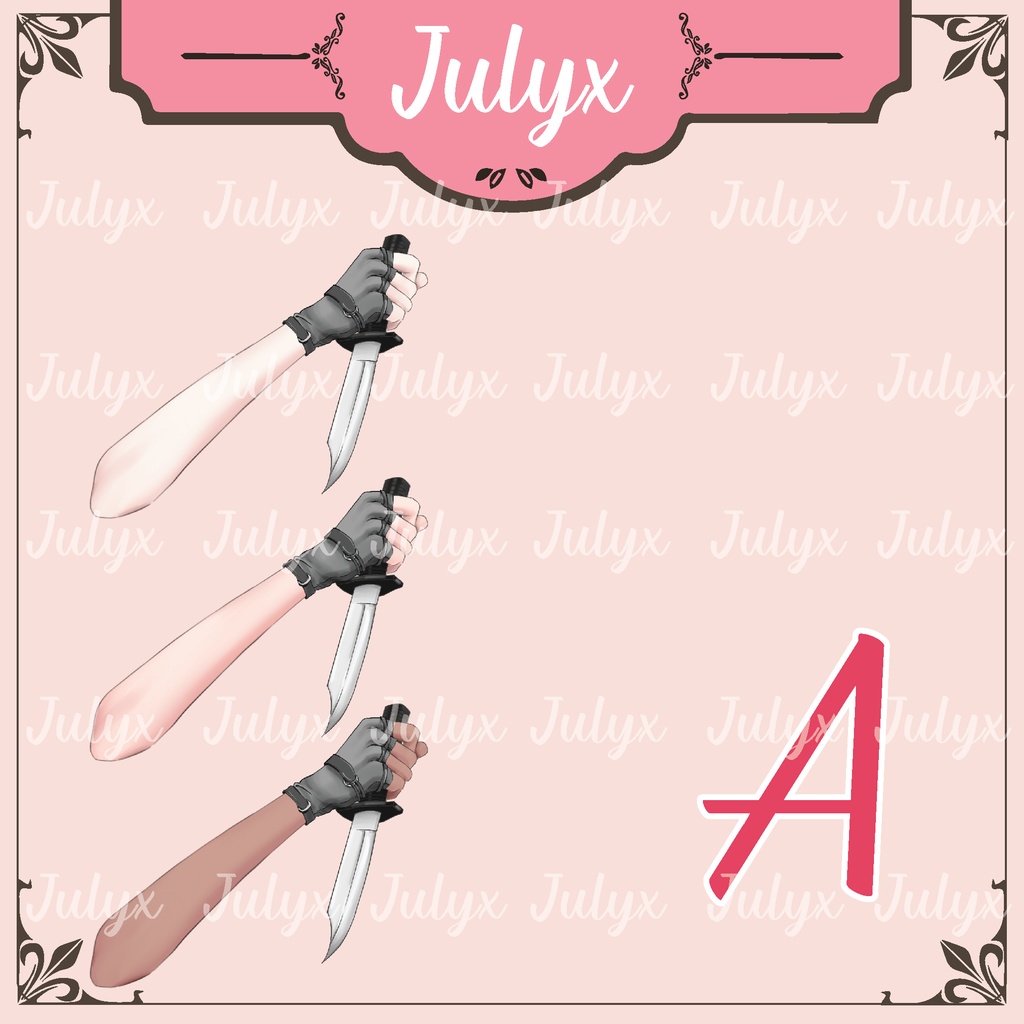 VtuberモデルFPS Apex用のグローブ、ハンド、ナイフ(Vtuberアセット)