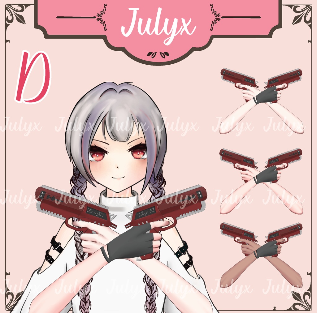 悪魔のコウモリ翼デザインのヘッドフォンを装着し、 ハンドガンを持つ手とマスクを備えた FPS ApexをプレイするVtuberモデル(Vtuber用素材)