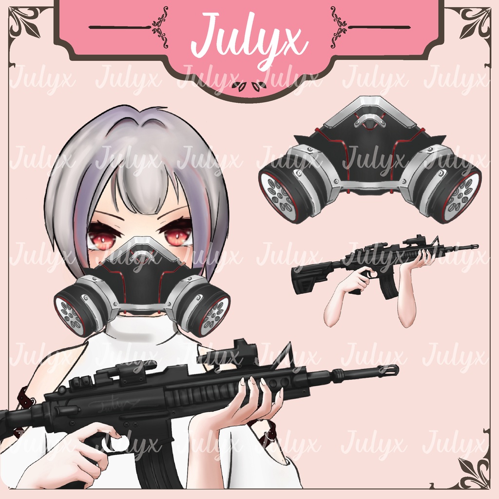 VTuberモデル用の手、AK銃、マスク(FPSゲーム「Apex」向けアセット)